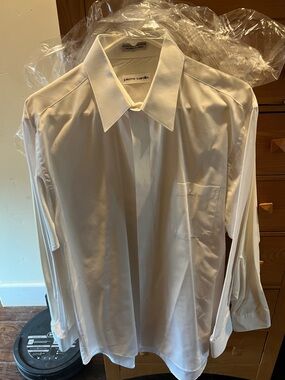 Pierre Cardin Men's Classic White Dress Shirt with Point Collar